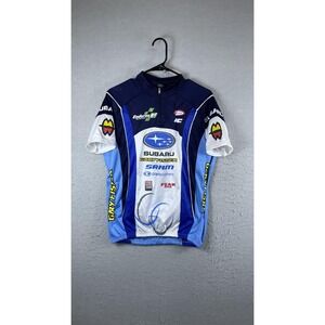 Trifemme Subaru Gary Fisher Cycling Jersey Womens Large Blue 1/4 Zip Bike Shirt